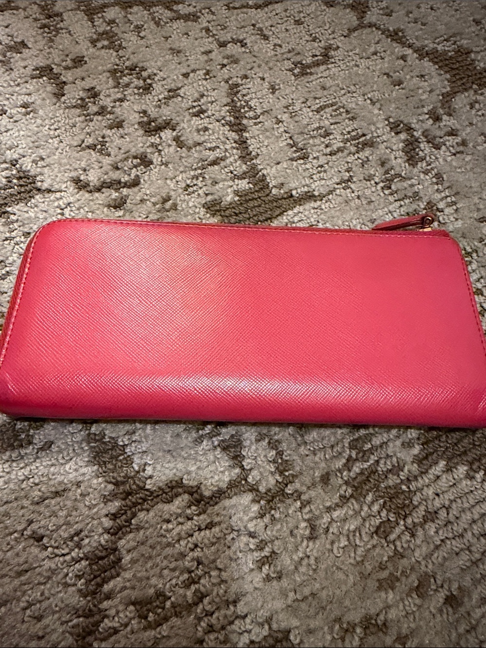 Prada Coral-Pink Saffiano Zip-Around Wallet with Gold Logo - Picture 2 of 5